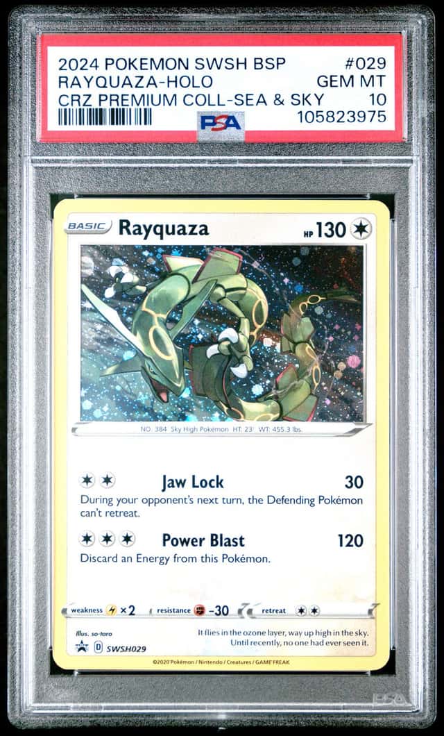 Pokemon Rayquaza Holo Promo 029/159 Crown Zenith Premium Coll. Sea & Sky PSA 10