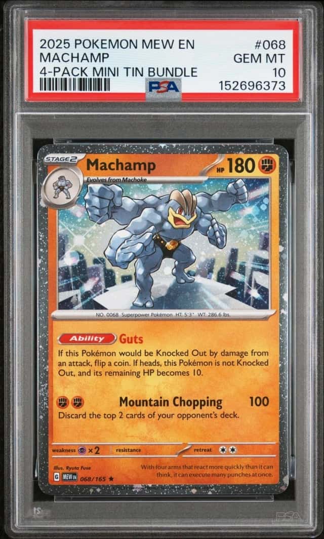2025 POKEMON MACHAMP 4 MINI TIN MEW EN-151 #068 PSA 10