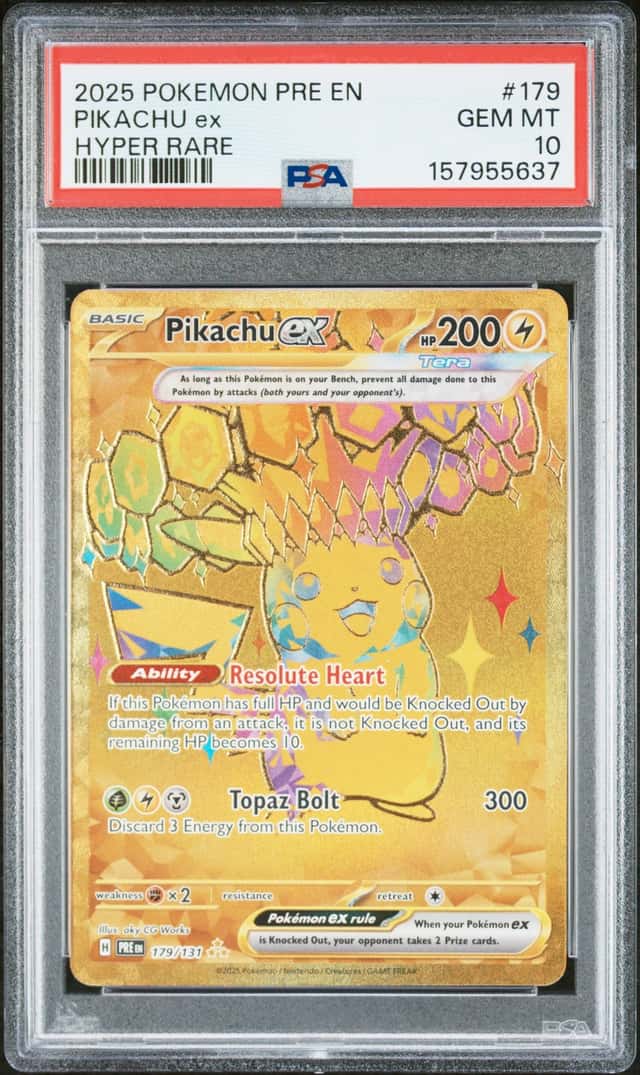 PSA 10 Pikachu ex 2025 SV Prismatic Evolutions Hyper Rare Holo #179/131 EN