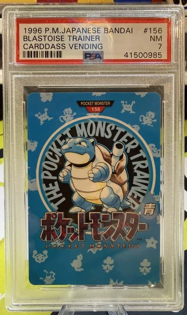 1996 POKEMON JPN BANDAI CARDDASS VENDING #156 BLASTOISE TRAINER PSA 7