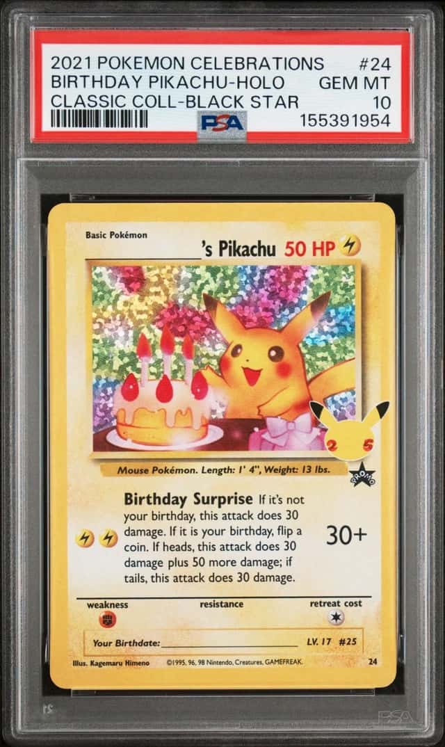 2021 POKEMON CELEBRATIONS CLASSIC COLLECTION #24 BIRTHDAY PIKACHU-HOLO PSA 10