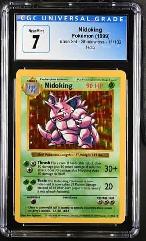 Pokemon TCG 1999 Nidoking Base Set Shadowless 11/102 Holo CGC 7