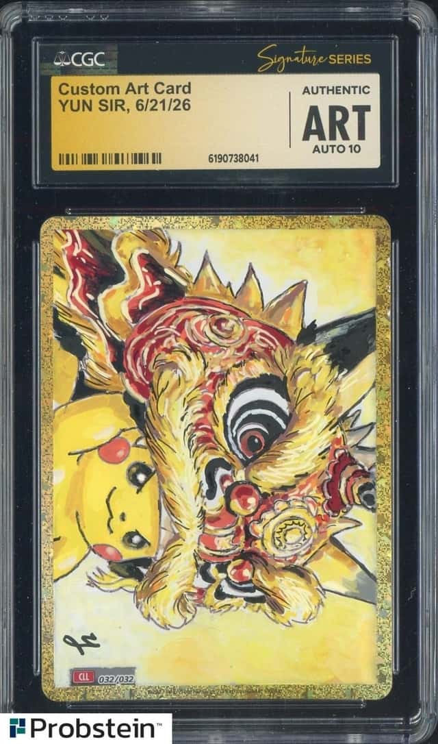 YUN SIR Signed Sketched Pokemon Japanese Custom Art Card CGC Authentic AUTO 10