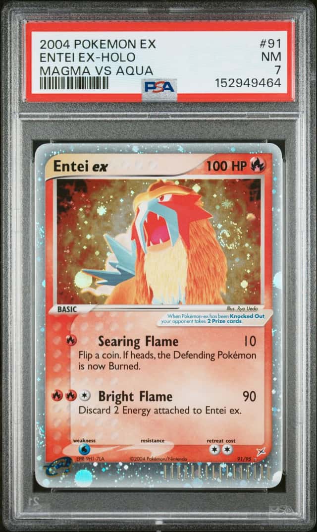 Entei ex 91/95 Ex Team Magma vs Team Aqua Holo PSA 7 Swirl Pokemon