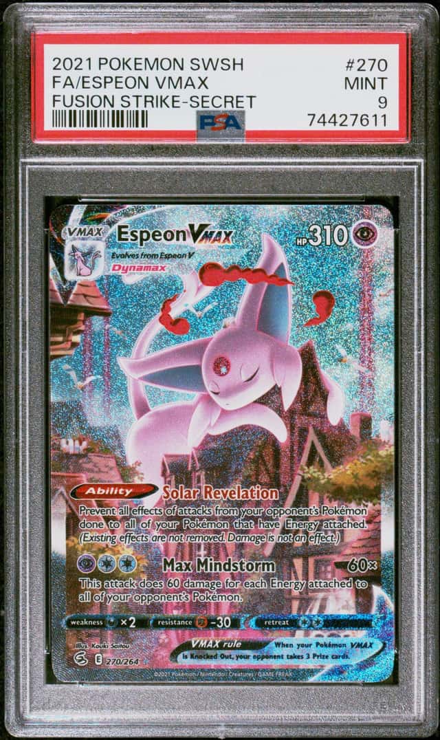 2021 Pokemon SWSH Fusion Strike Secret #270 FA Espeon VMAX PSA 9 MINT