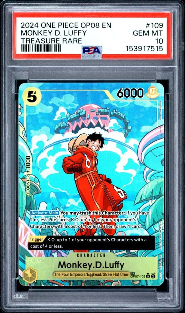 2024 ONE PIECE OP08-TWO LEGENDS TREASURE RARE #109 MONKEY D. LUFFY PSA 10