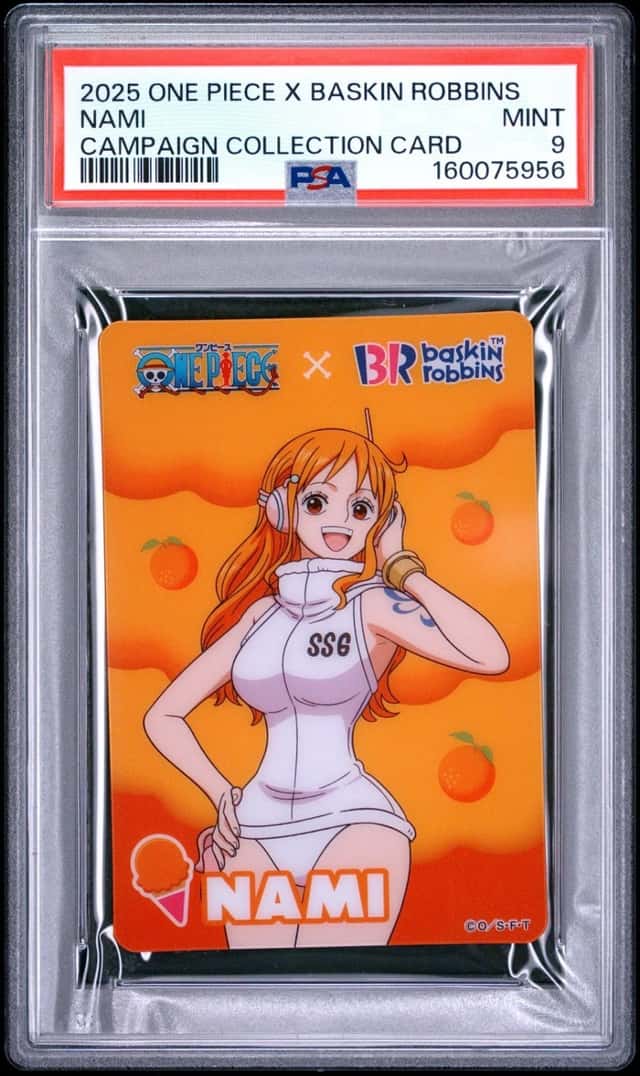 2025 ONE PIECE X BASKIN ROBBINS ONE PIECE CAMPAIGN COLLECTION CARDS NAMI PSA 9