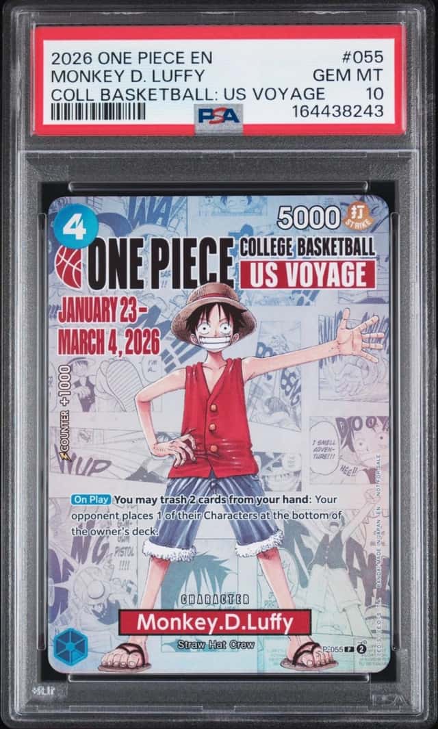 2026 ONE PIECE COLLEGE BASKETBALL: US VOYAGE PROMOS #055 MONKEY D. LUFFY PSA 10
