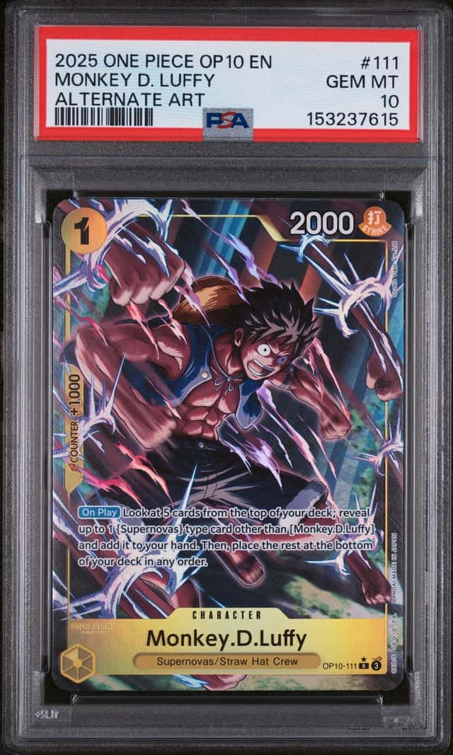 2025 One Piece Royal Blood OP10 Monkey D. Luffy Rare Alt Art #OP10-111 PSA 10