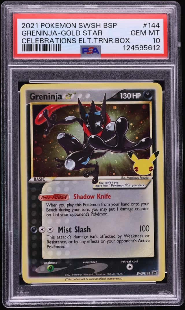 2021 Pokemon Sword & Shield Promo Celebrations ETB Holo Greninja Gold Star #SWSH144 PSA 10 GEM