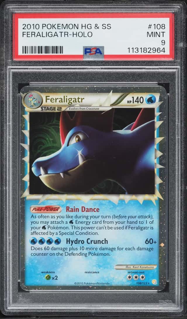 2010 Pokemon HeartGold & SoulSilver Holo Feraligatr #108 PSA 9 MINT