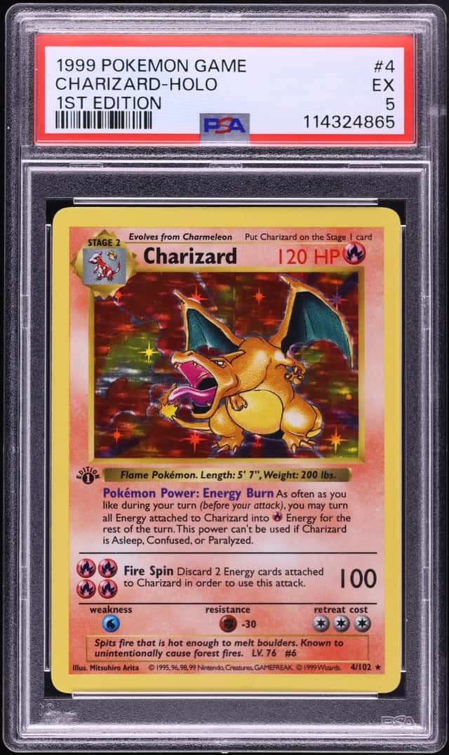 1999 Pokemon Base Set Shadowless 1st Edition Holo Charizard #4 PSA 5 EX