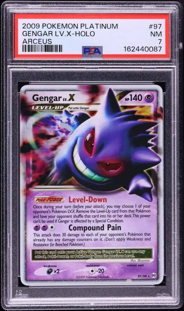 2009 Pokemon Platinum Arceus Holo Gengar LV.X #97 PSA 7 NRMT