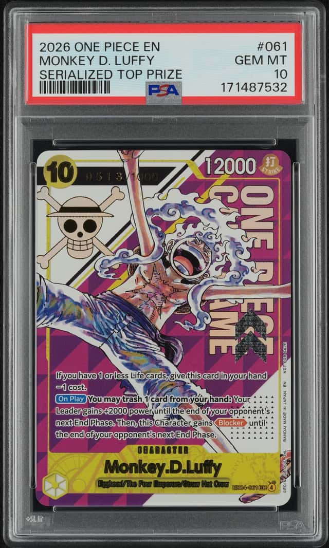 2026 One Piece Monkey D. Luffy Serialized Top Prize PSA 10 GEM MINT #EB04-061