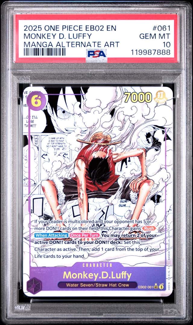 2025 One Piece Anime 25th Monkey D. Luffy Manga Art Alternate #EB02-061 PSA 10