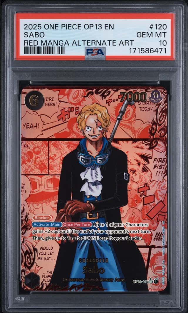2025 One Piece EN Sabo Red Manga Alternate Art PSA 10 GEM MINT #OP13-120