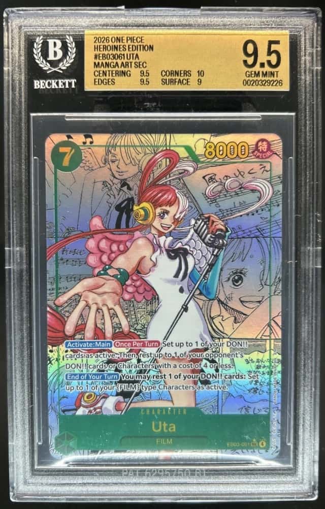 2026 One Piece Heroines Edition Uta Secret Rare Manga Alt Art #EB03-061 BGS 9.5