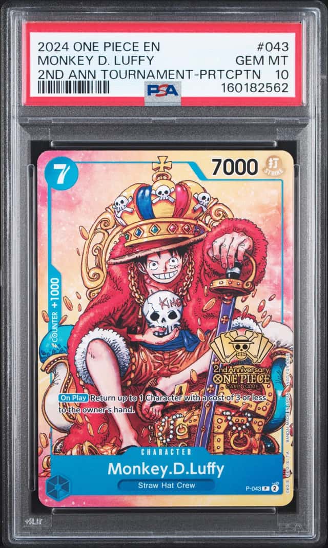 PSA 10 ONE PIECE MONKEY D. LUFFY P-043 CONVENTION PROMO MINT FRESH BACK FROM PSA