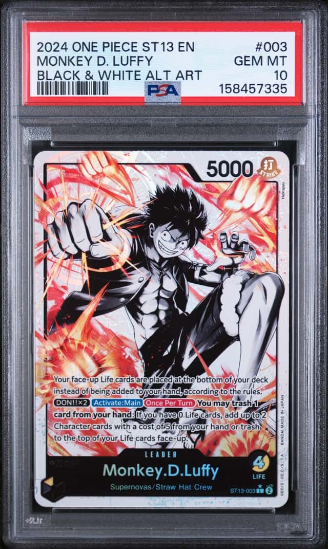 2024 One Piece UD Three Brothers Monkey D. Luffy B&W Alt Art #ST13-003 PSA 10