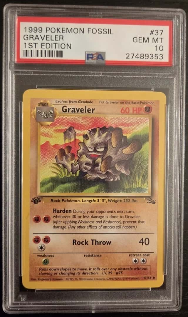 Graveler 1st Edition Fossil 37/62 Pokemon Card PSA 10 GEM MINT