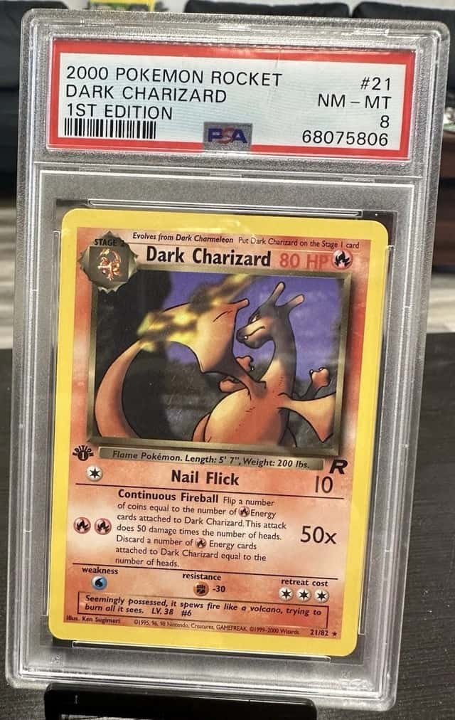 Pokemon Team Rocket Dark Charizard 1st Edition 21/82 (2000) PSA 8 English