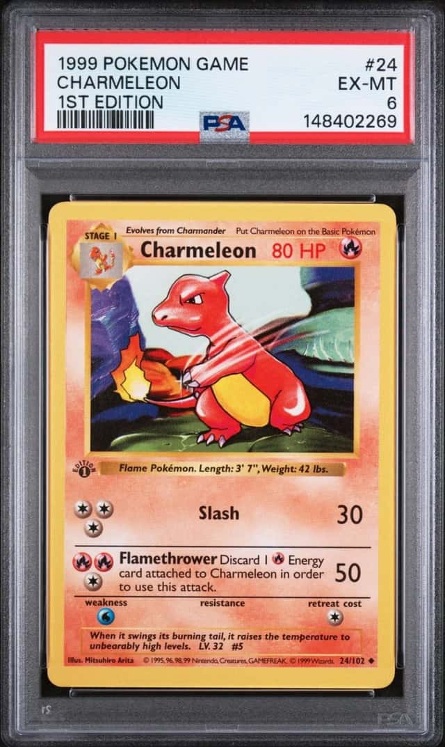 1999 POKEMON BASE SET 1ST EDITION #24 CHARMELEON PSA 6