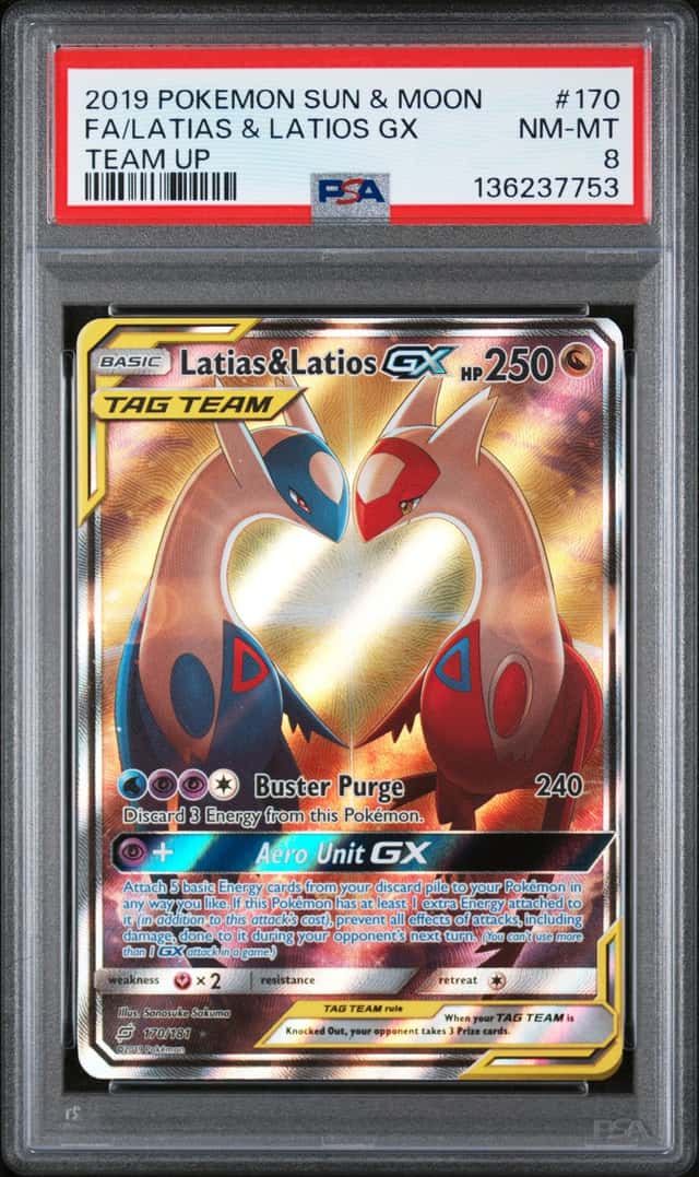 2019 Pokemon Sun & Moon Team Up Latias Latios #170/181 PSA 8