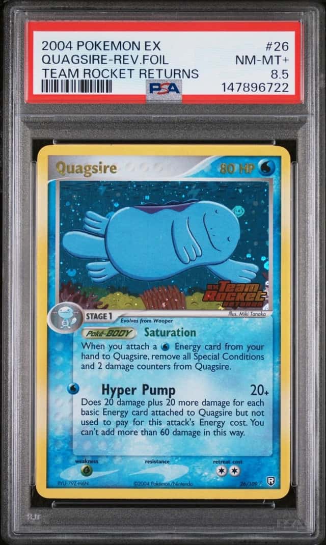 2004 POKEMON EX TEAM ROCKET RETURNS #26 QUAGSIRE-REVERSE FOIL PSA 8.5