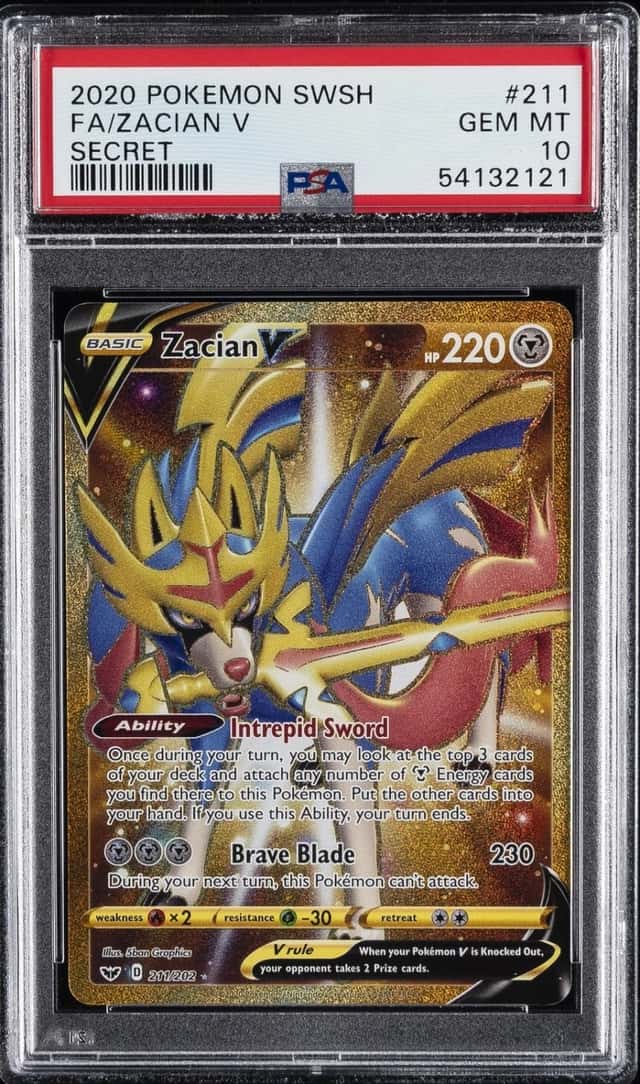 2020 POKEMON SWORD & SHIELD SECRET #211 FULL ART/ZACIAN V PSA 10
