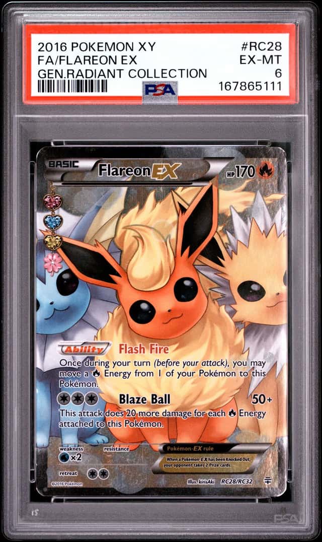 Pokemon TCG 2016 Flareon EX RC28/RC32 Generations Radiant Collection Holo PSA 6