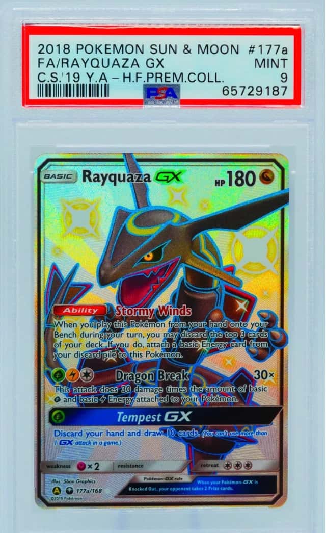 PSA 9 Shiny Rayquaza GX 177a/168 Hidden Fates Premium Coll. Promo Pokemon TCG