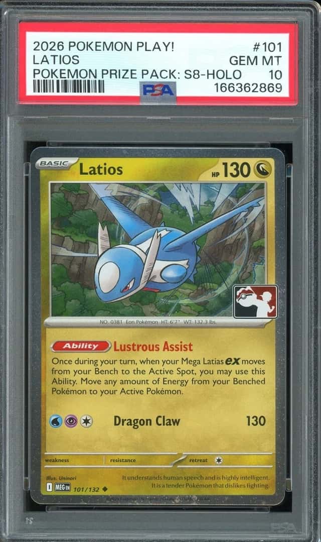 2026 Pokemon PLAY! Prize Pack Series 8 #101 Latios Cosmos Holo PSA 10