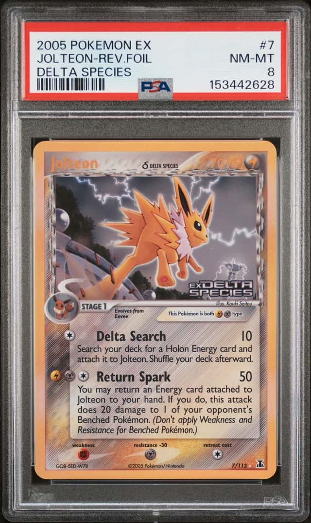 Jolteon Reverse Foil Pokemon EX Delta Species PSA 8 2005