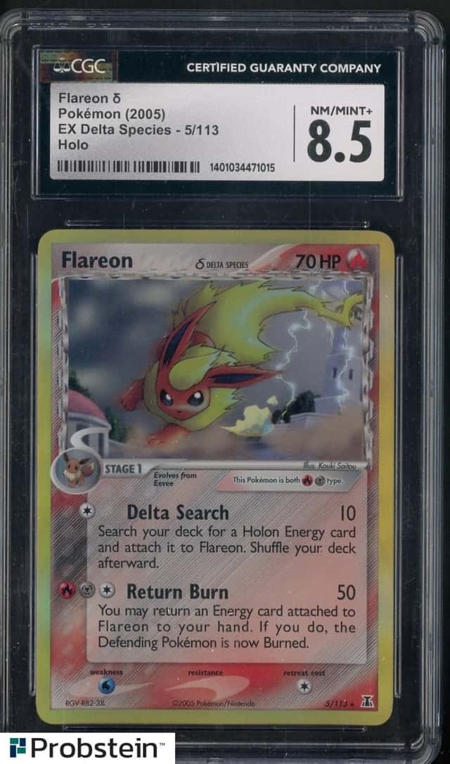 2005 Pokemon Ex Delta Species #5/113 Flareon Holo CGC 8.5 NM-MT+