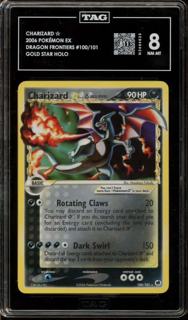 Pokemon Charizard Gold Star Holo EX Dragon Frontiers 100 TAG 8