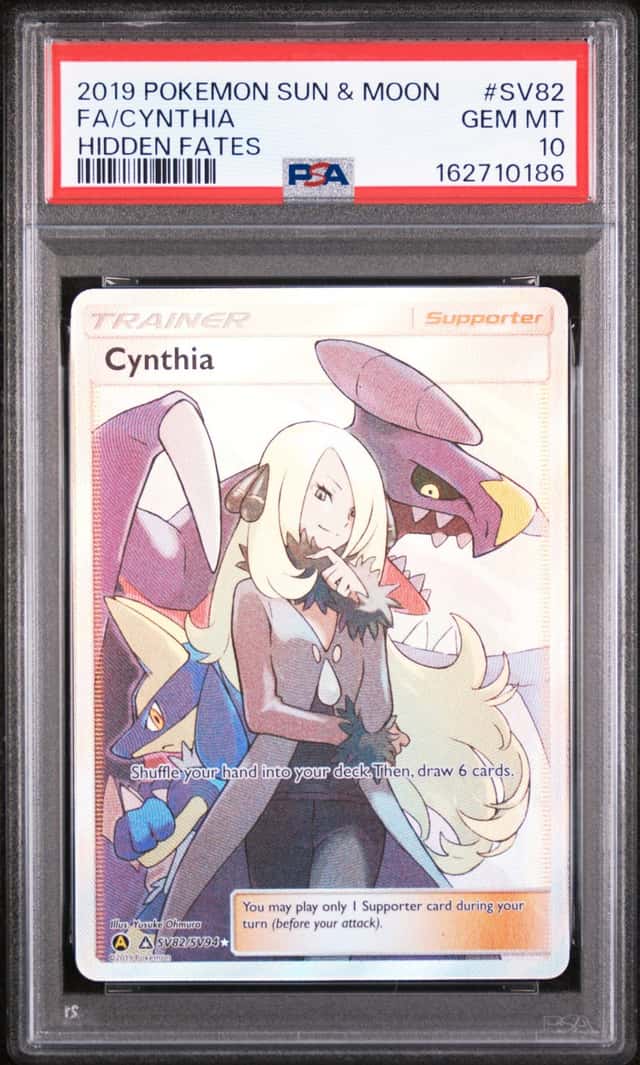 2019 Pokemon Sun & Moon Hidden Fates #SV82 Cynthia Full Art Trainer PSA 10