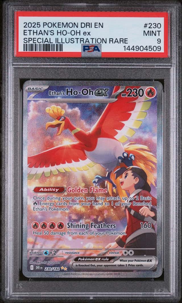 2025 Pokemon Destined Rivals Ethan's Ho-Oh ex #230/182 PSA 9