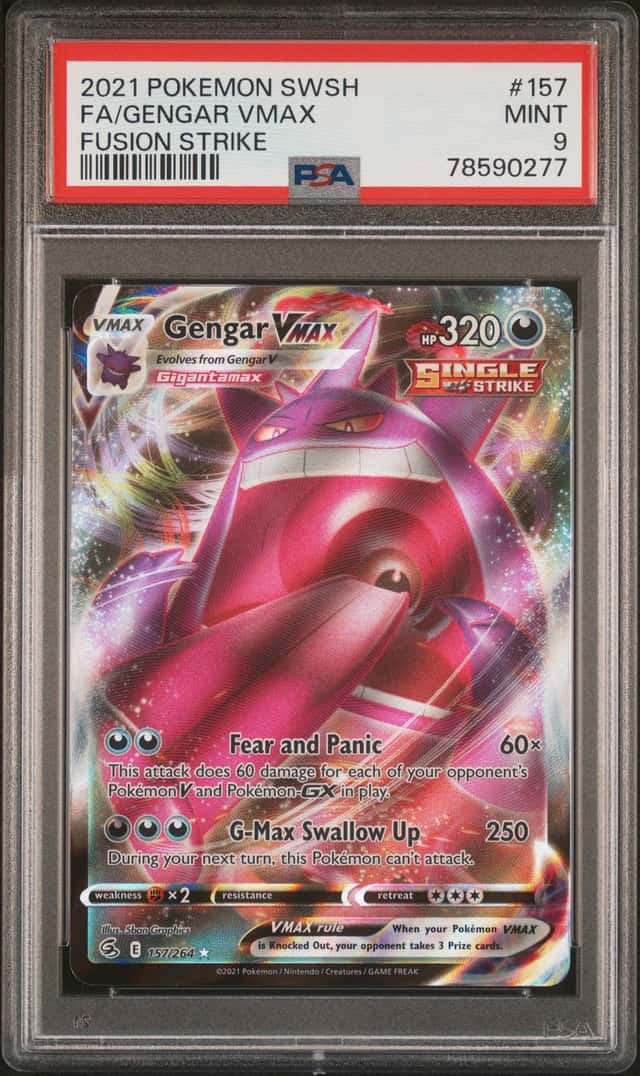 Pokemon TCG 2021 Fusion Strike Gengar VMAX 157/264 Full Art Holo PSA 9
