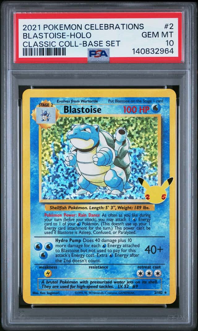 2021 POKEMON CELEBRATIONS CLASSIC COLLECTION #2 BLASTOISE-HOLO PSA 10