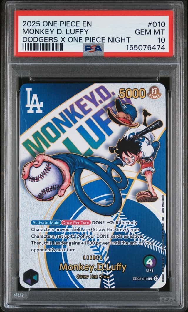 2025 One Piece EN Dodgers X One Piece Night #010 Monkey D Luffy PSA 10 GEM MINT