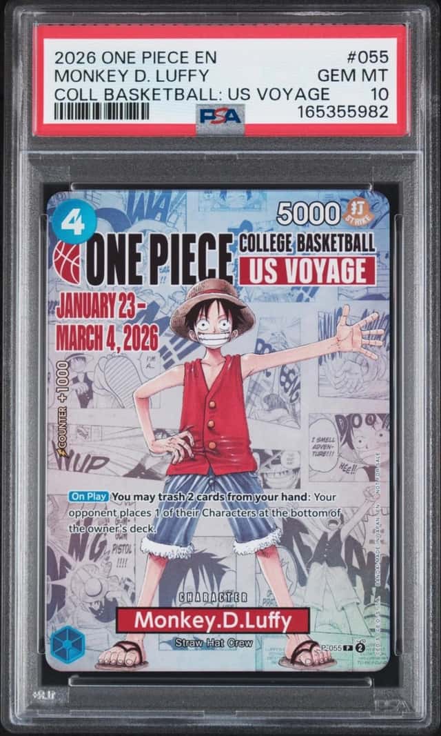2026 ONE PIECE COLLEGE BASKETBALL: US VOYAGE PROMOS #055 MONKEY D. LUFFY PSA 10