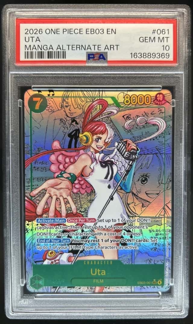 2026 One Piece Heroines Edition Uta Secret Rare Manga Alt Art #EB03-061 PSA 10