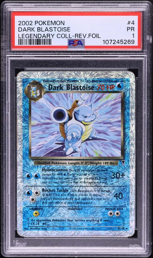2002 Pokemon Legendary Collection Reverse Holo Dark Blastoise #4 PSA 1 PR