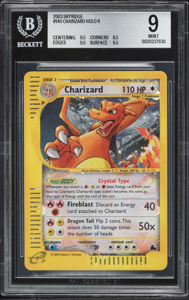 2003 Pokemon Skyridge Holo Crystal Charizard #146 BGS 9 MINT