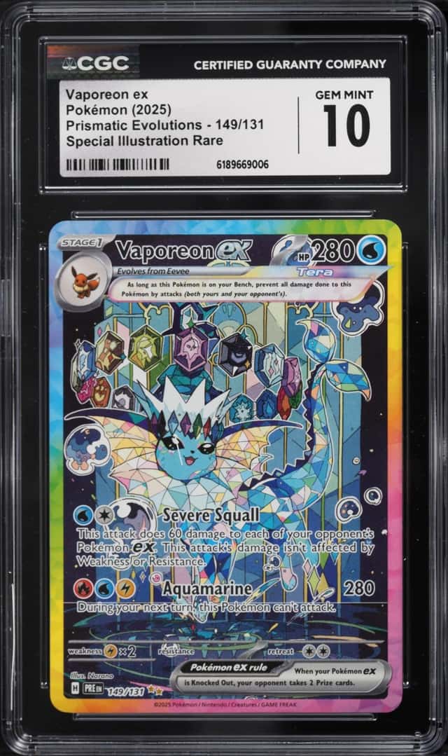 2025 Pokemon Scarlet & Violet Prismatic Evolutions SIR Vaporeon Ex #149 CGC 10 GEM MINT