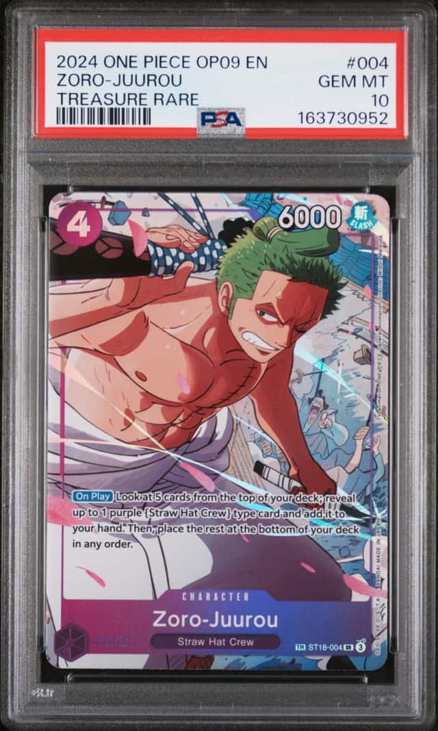 2024 ONE PIECE OP09-EMPERORS IN THE NEW WORLD TREASURE RARE ZORO-JUUROU PSA 10