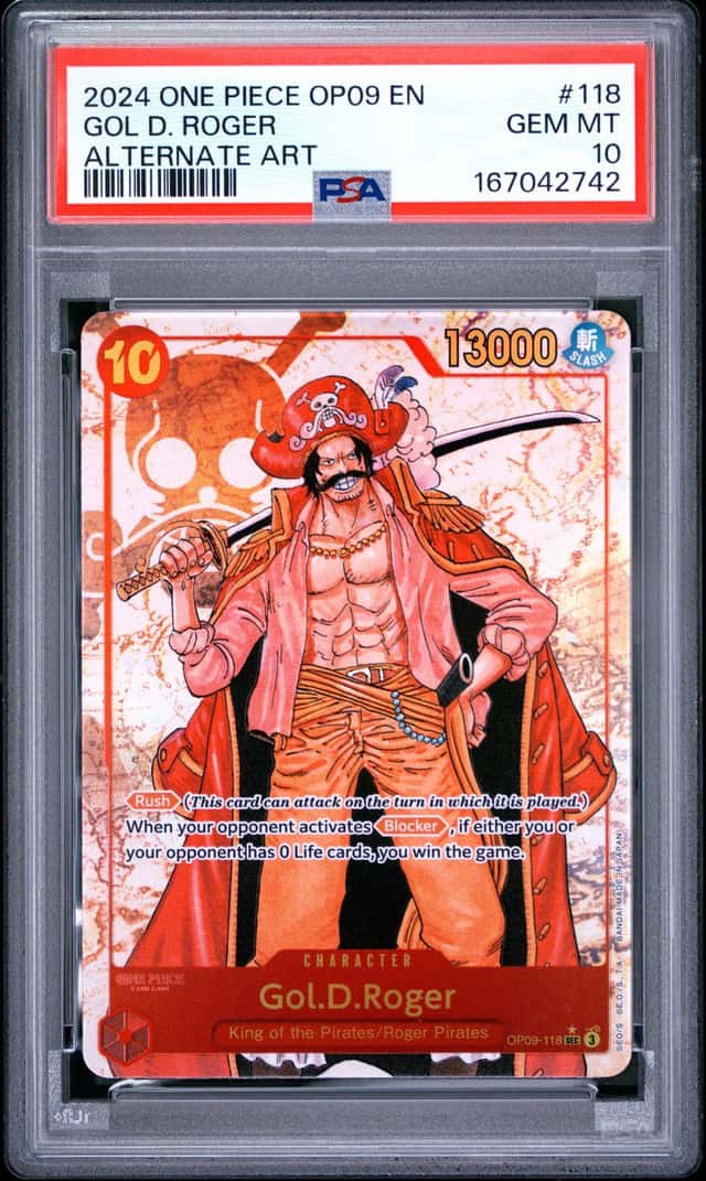 2024 ONE PIECE OP09-EMPERORS IN THE NEW WORLD ALTERNATE ART GOL D. ROGER PSA 10