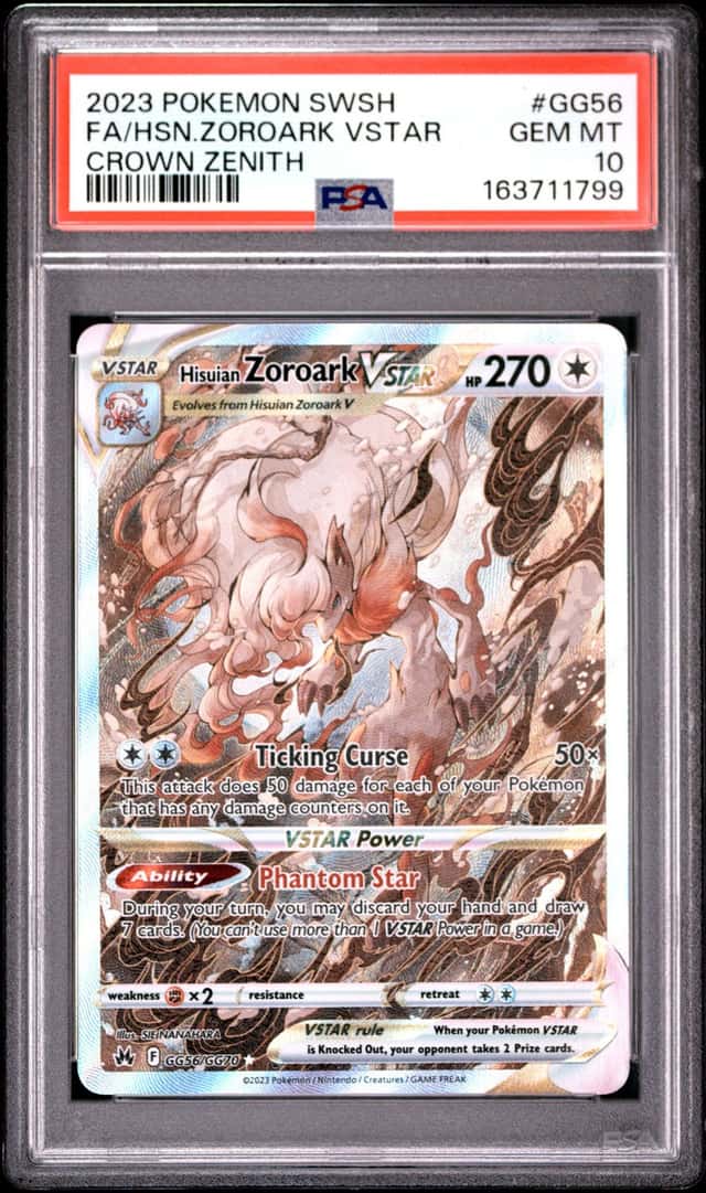 Pokemon Hisuian Zoroark Vstar Sword Shield Crown Zenith Full Art GG56 PSA 10