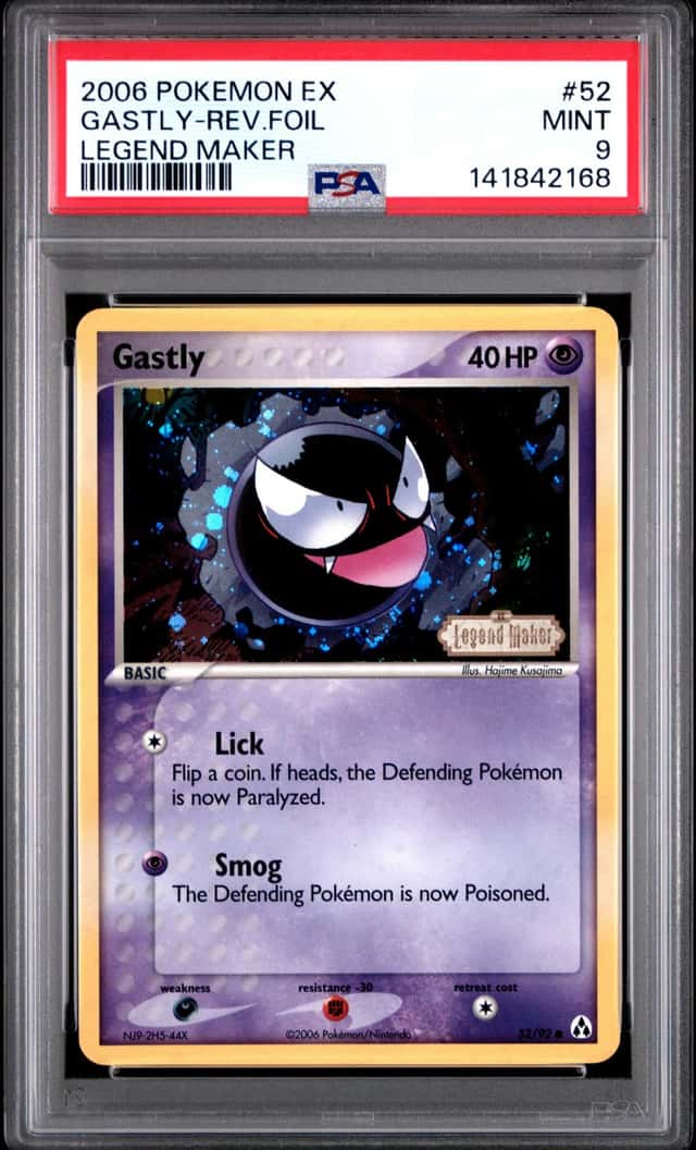 Pokemon Card - PSA 9 Gastly 52/92 - Ex Legend Maker Reverse Holo MINT