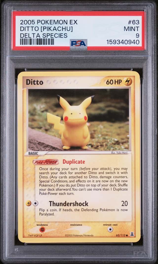 2005 Pokemon Ex Delta Species #63 Ditto Pikachu PS 9 MINT